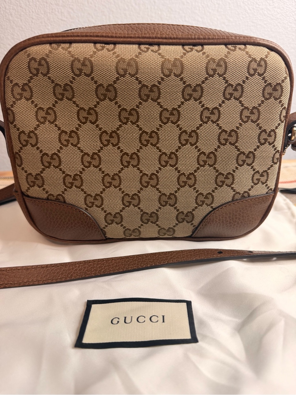Gucci Brown/Tan GG Supreme Canvas Crossbody Bag